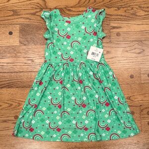 NWT- Charming St. Patrick’s Kids Dress with Rainbows, size 6/6x